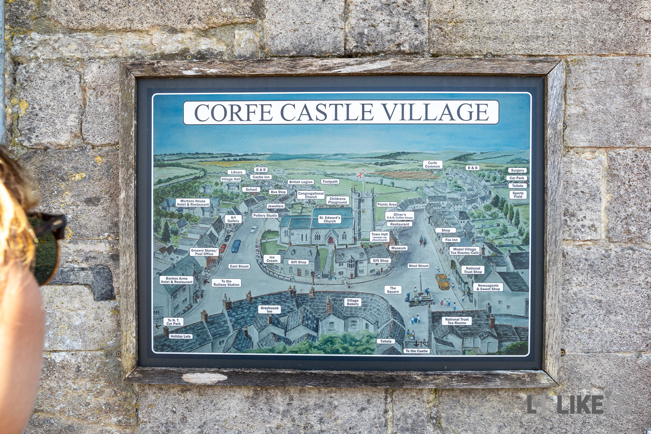 Corfe Castle Village Orientierungstafel